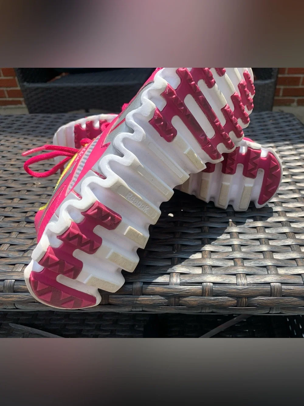 Reebok Hot Pink Athletic Shoes with Yellow Interior